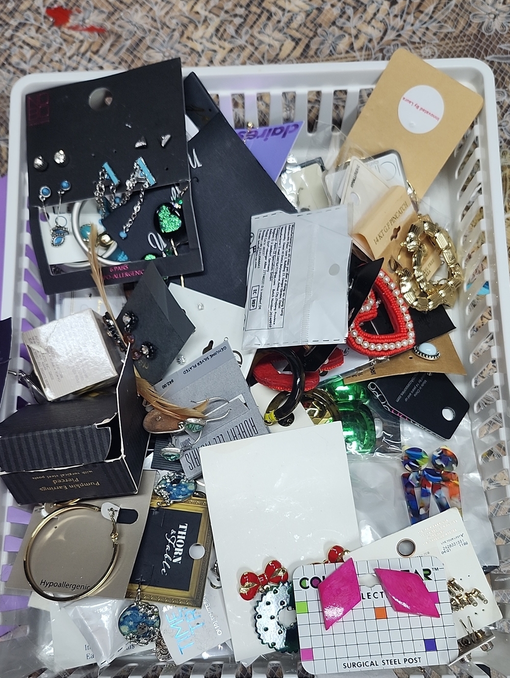 NWT mystery box of earrings. 10 pair Assorted Fashion Earrings and Jewelry Lot
